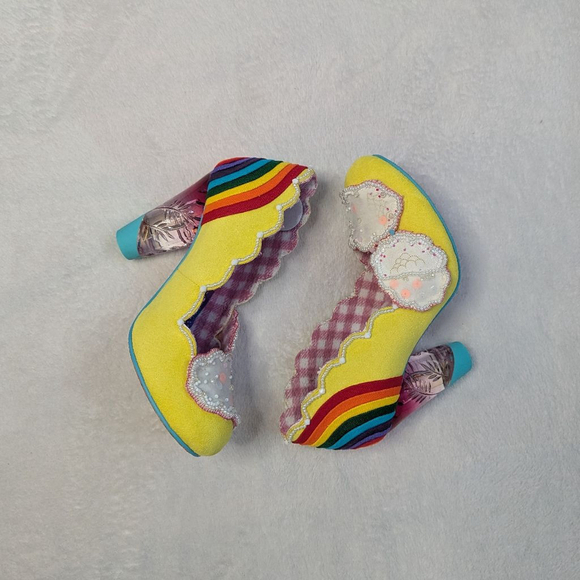 Irregular Choice Shirley Bass Yellow Rainbow Heels With Box - Size 6 - Picture 4 of 16